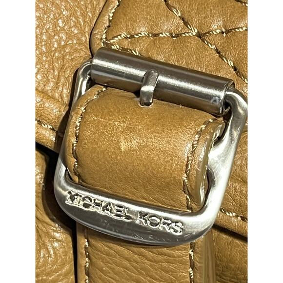 Michael Kors Leather Double Buckle Hobo Saddle Bag Brown Slouchy Satchel Handbag - Picture 8 of 13